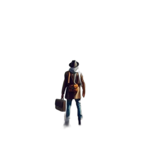 jacket, staff, robot, hat transparent PNG cut-out