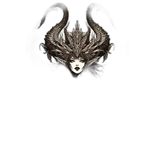 mask, dragon, creature, hair transparent PNG cut-out