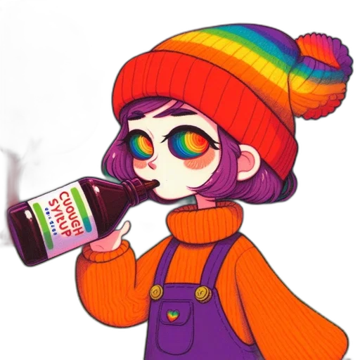 bottle, jacket, hat, pixel art transparent PNG cut-out
