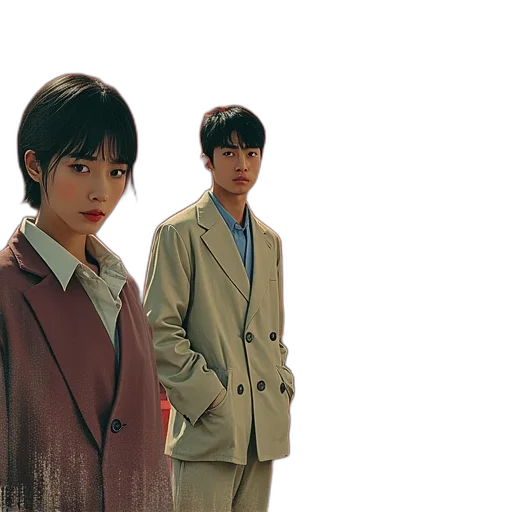 jacket, umbrella, staff, photorealistic transparent PNG cut-out