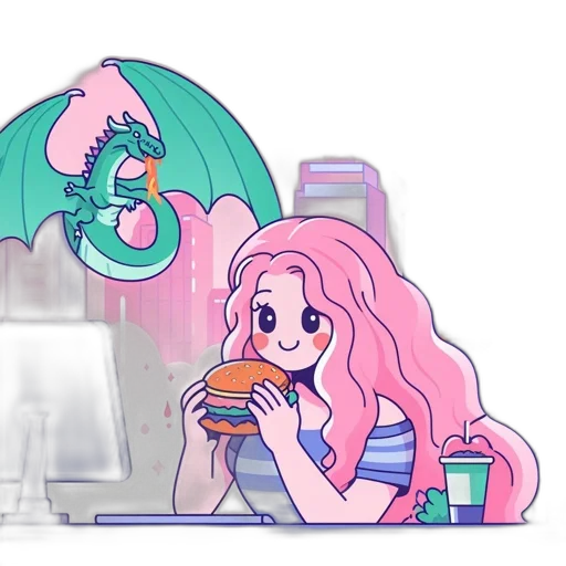 dragon, food, creature, vaporwave transparent PNG cut-out