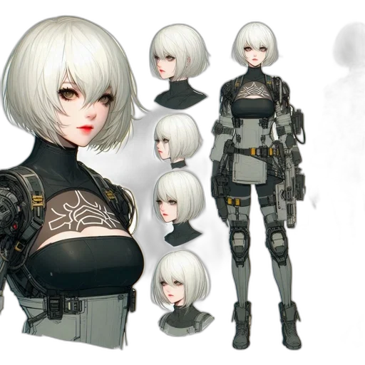 robot, concept art, cyberpunk, 3d render transparent PNG cut-out