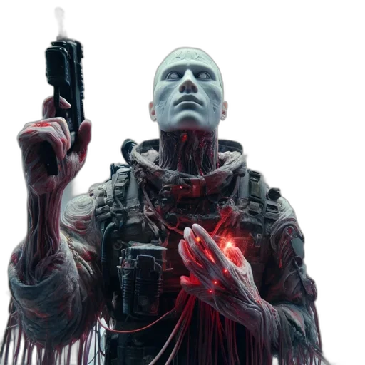 staff, weapon, jacket, robot transparent PNG cut-out