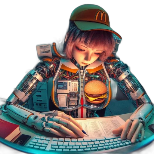 robot, jacket, food, hat transparent PNG cut-out