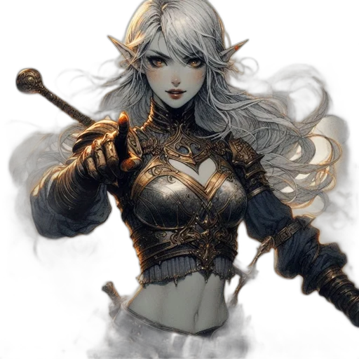 sword, weapon, staff, fantasy art transparent PNG cut-out