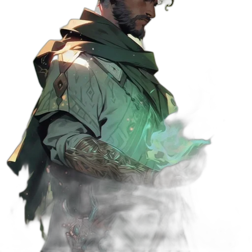 jacket, staff, dragon, sword transparent PNG cut-out