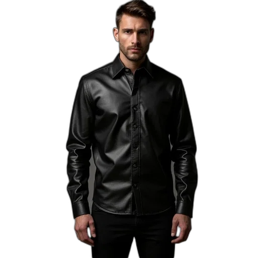 jacket, man, leather, shirt transparent PNG cut-out