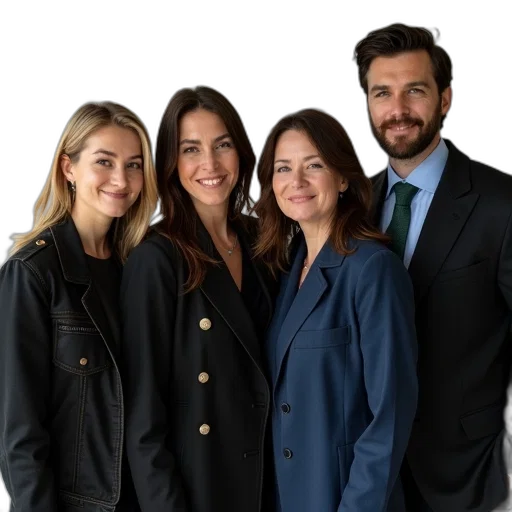 staff, jacket, group, four transparent PNG cut-out