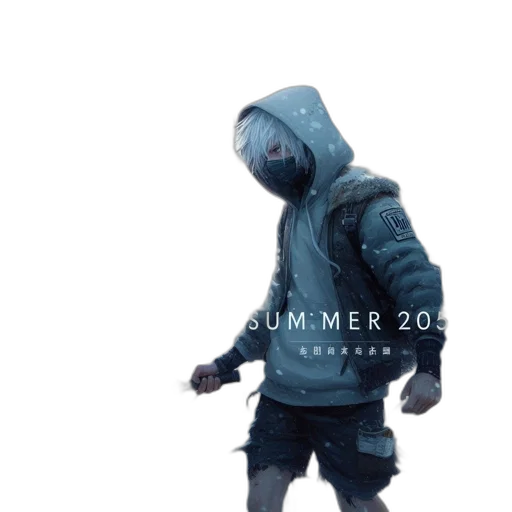 jacket, robot, weapon, mask transparent PNG cut-out