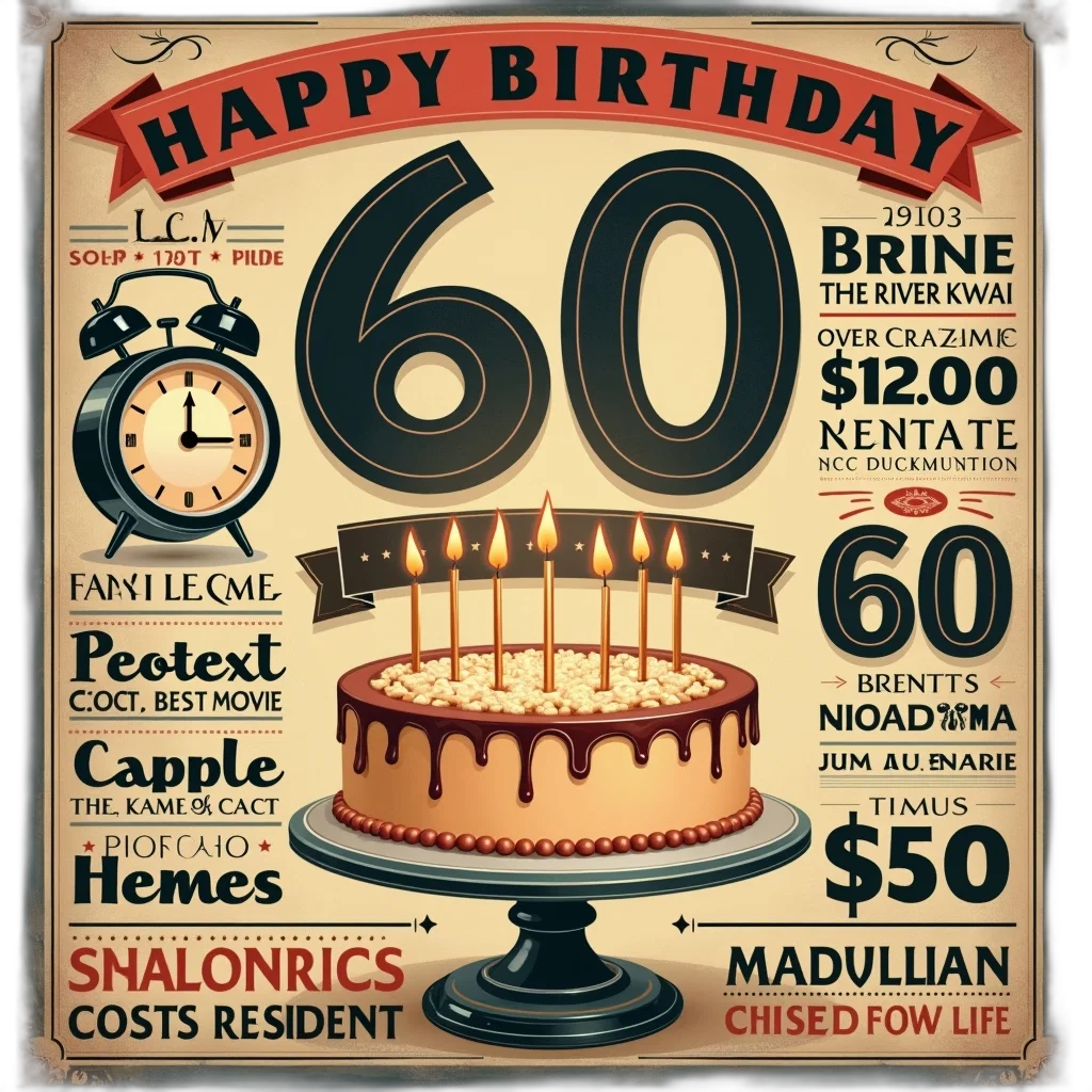 3d render, vintage-style, poster, celebrating transparent PNG cut-out