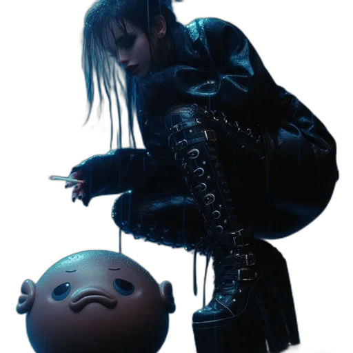 robot, jacket, creature, weapon transparent PNG cut-out