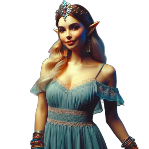 dress, jewelry, staff, dragon transparent PNG cut-out
