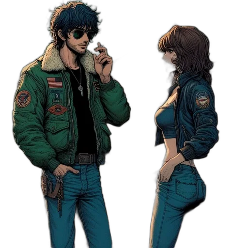 jacket, concept art, cyberpunk, comic book art transparent PNG cut-out
