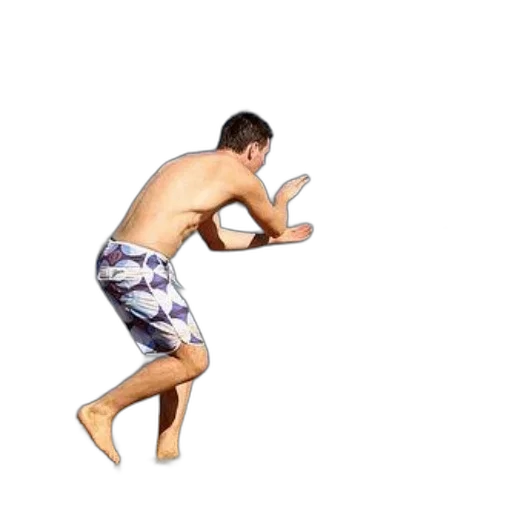 man, patterned, shorts, playing transparent PNG cut-out