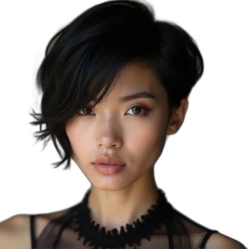 face, hair, jewelry, staff transparent PNG cut-out