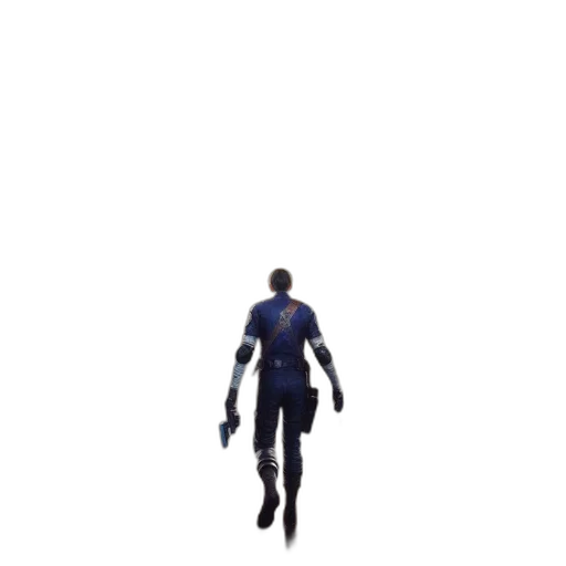 robot, creature, jacket, staff transparent PNG cut-out