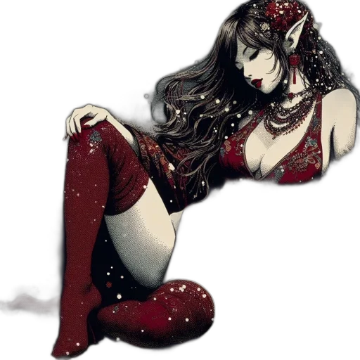 dress, jewelry, fantasy art, comic book art transparent PNG cut-out