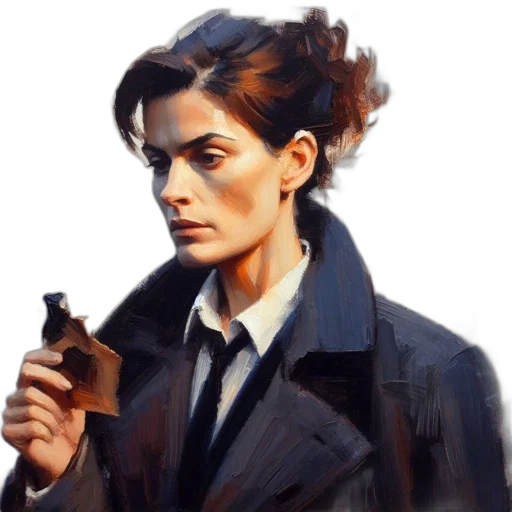 jacket, face, staff, oil painting transparent PNG cut-out