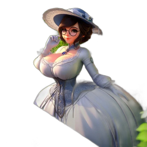 dress, hat, staff, weapon transparent PNG cut-out