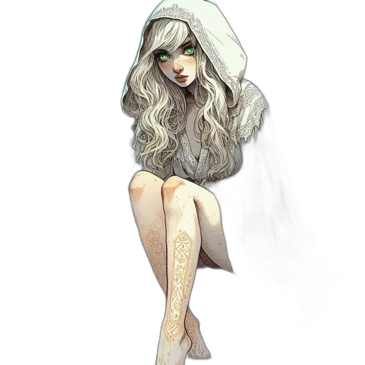 dress, hair, staff, face transparent PNG cut-out