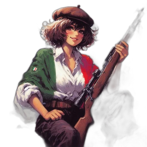 weapon, staff, jacket, hat transparent PNG cut-out