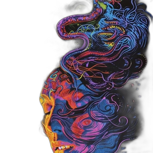 dragon, mask, hair, face transparent PNG cut-out