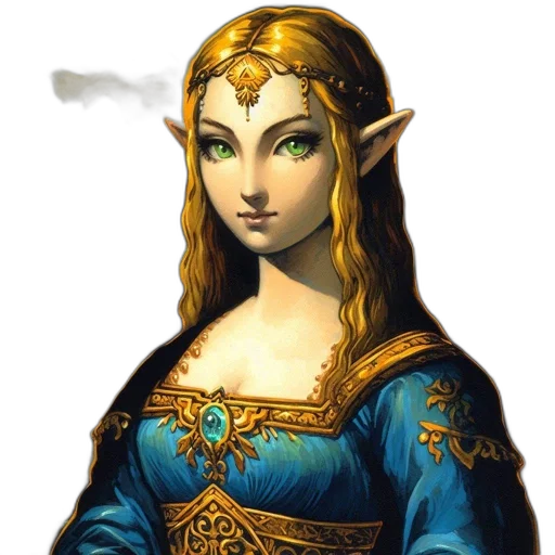 face, dress, dragon, staff transparent PNG cut-out