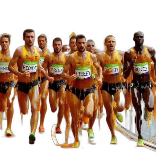 several, athletes, run, track transparent PNG cut-out