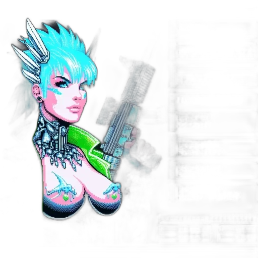 concept art, fantasy art, cyberpunk, 3d render transparent PNG cut-out