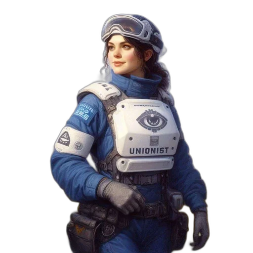 staff, jacket, robot, face transparent PNG cut-out
