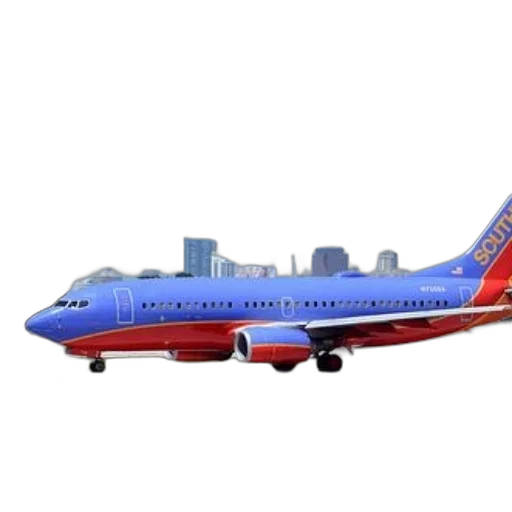 3d render, southwest, airlines, plane transparent PNG cut-out