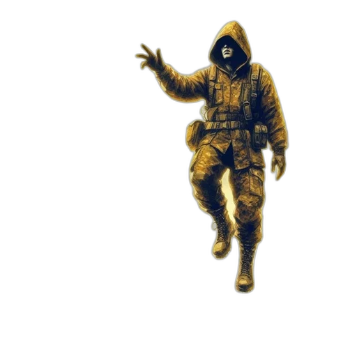 jacket, weapon, creature, mask transparent PNG cut-out