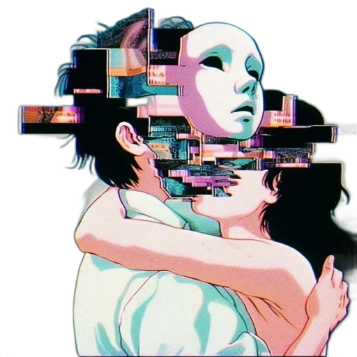 mask, robot, face, vaporwave transparent PNG cut-out