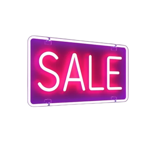 neon lights, sale, banner, neon transparent PNG cut-out