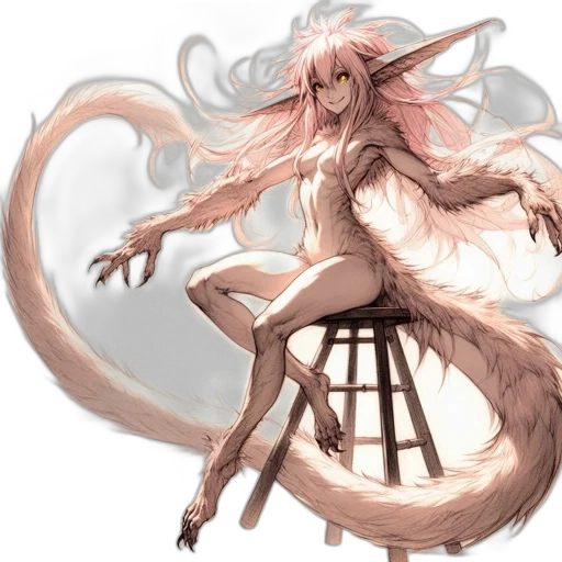 dragon, creature, staff, hair transparent PNG cut-out