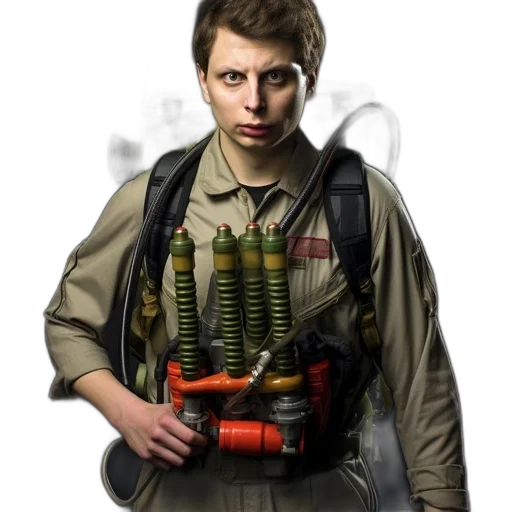 weapon, jacket, staff, face transparent PNG cut-out