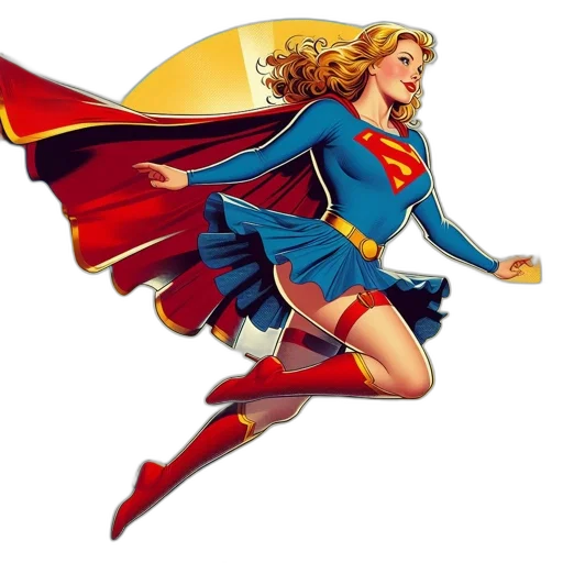 comic book art, concept art, cartoon, supergirl transparent PNG cut-out