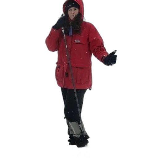 jacket, staff, umbrella, snow transparent PNG cut-out