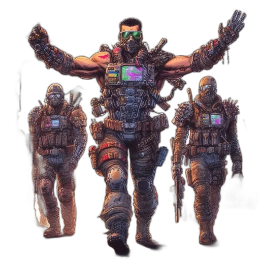 robot, weapon, concept art, cyberpunk transparent PNG cut-out