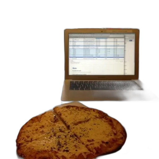 food, staff, laptop, displaying transparent PNG cut-out
