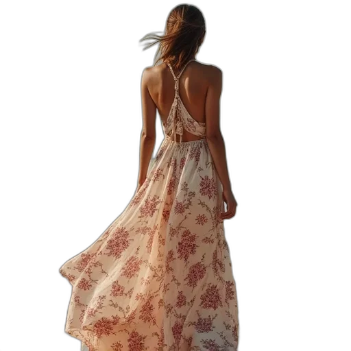 dress, photorealistic, floral, halter transparent PNG cut-out