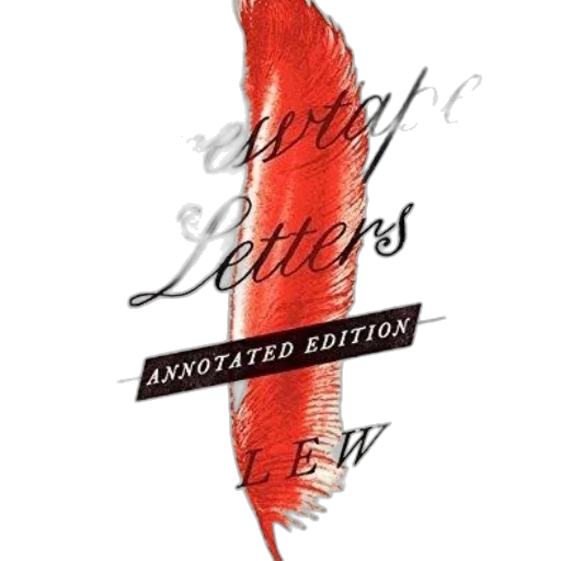 red, screwtape, letters, annotated transparent PNG cut-out
