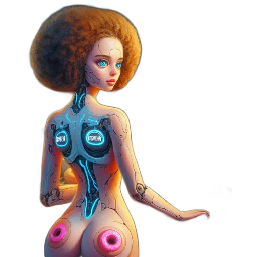 dress, robot, concept art, fantasy art transparent PNG cut-out