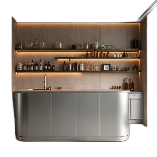 furniture, 3d render, aluminum, bar transparent PNG cut-out
