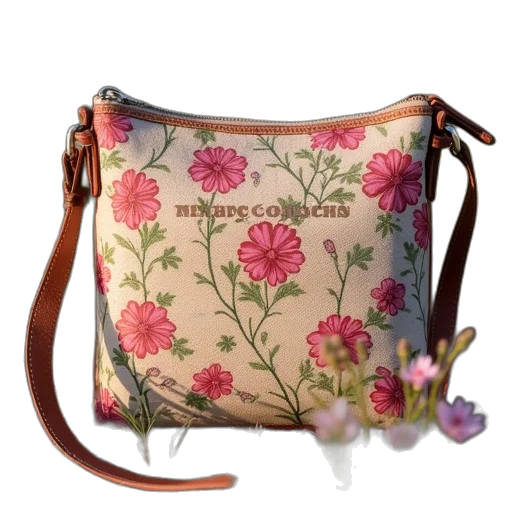 pastel, coach, pouch, wildflowers transparent PNG cut-out