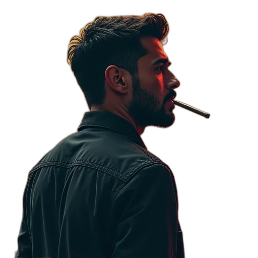 jacket, face, staff, photorealistic transparent PNG cut-out