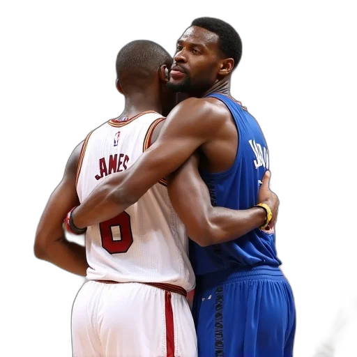 two, basketball, players, hugging transparent PNG cut-out