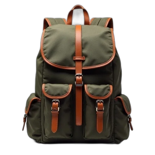 earth tones, large, backpack, has transparent PNG cut-out