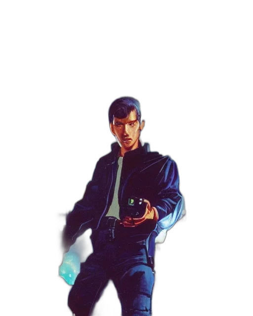 jacket, staff, robot, concept art transparent PNG cut-out