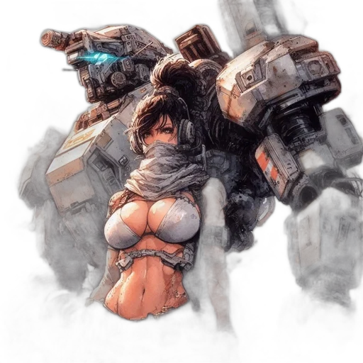 robot, weapon, concept art, cyberpunk transparent PNG cut-out